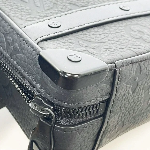 Louis Vuitton Black Monogram Embossed Leather Soft Trunk Crossbody Bag - Picture 11 of 12